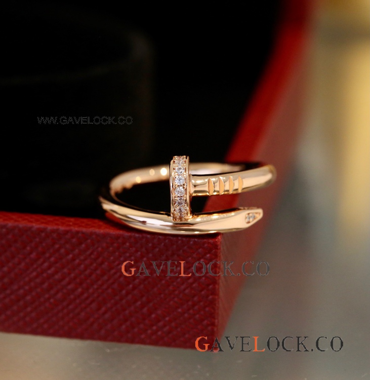Copy Cartier Juste un Clou Diamond Ring S925 Rose Gold